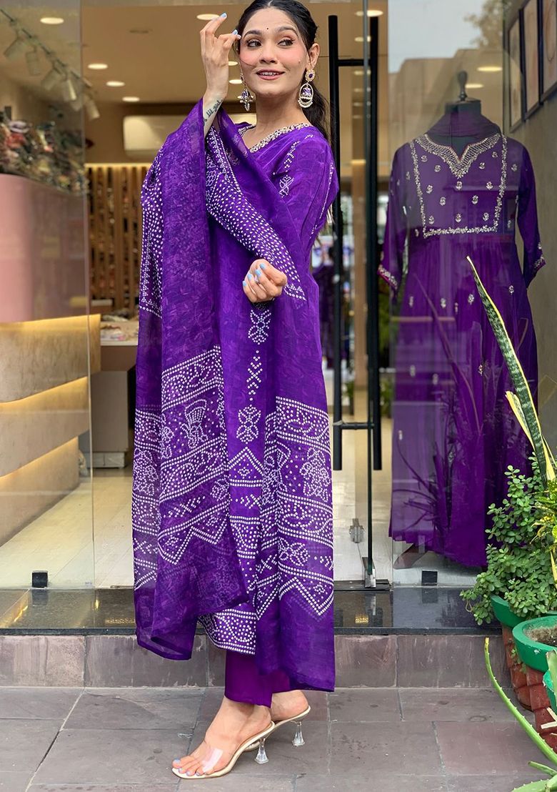 DESIGNER FRENCH CREPE SEQUENCE CODING EMBROIDERY WORK SUIT SET