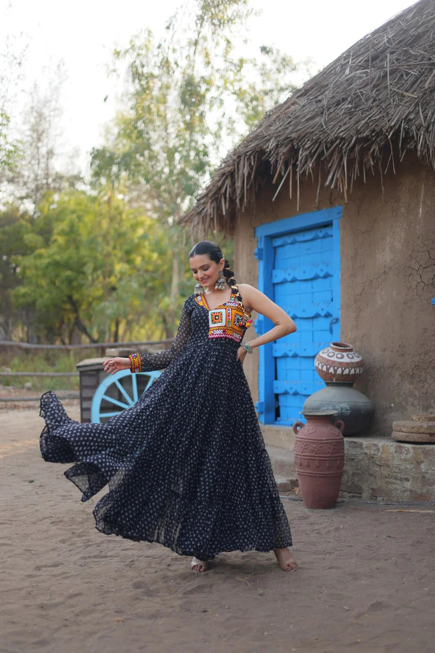 Navratri Garba special Pink color occasional Gown