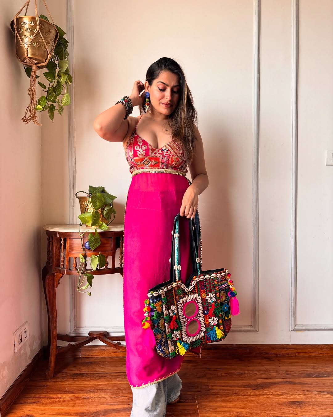 WOMEN PRINTED WITH MIRROR WORK KURTA