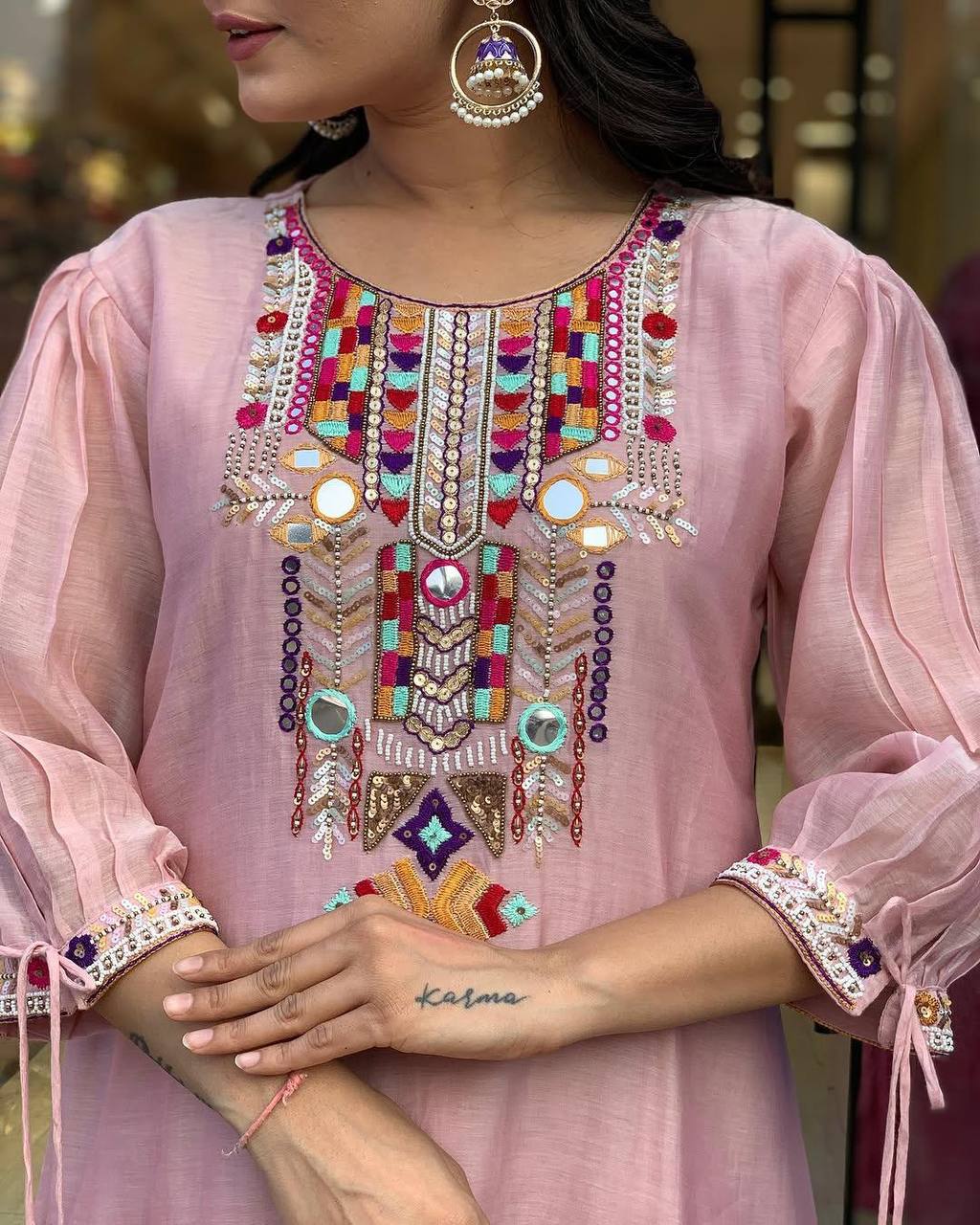 EXCLUSIVE DESIGNER HEAVY COTTON WITH EMBROIDERY MIRROR WORK SUIT