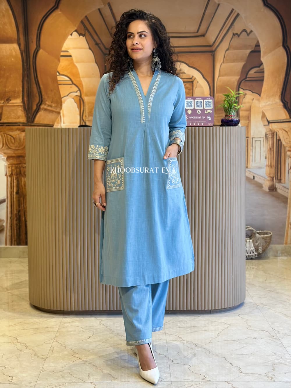 Cotton Embroidered Kurta Set