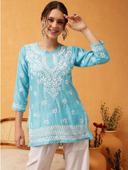 Women Embroidered Chikankari Work Short Kurti