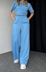 Women Sky Blue Two Piece Set