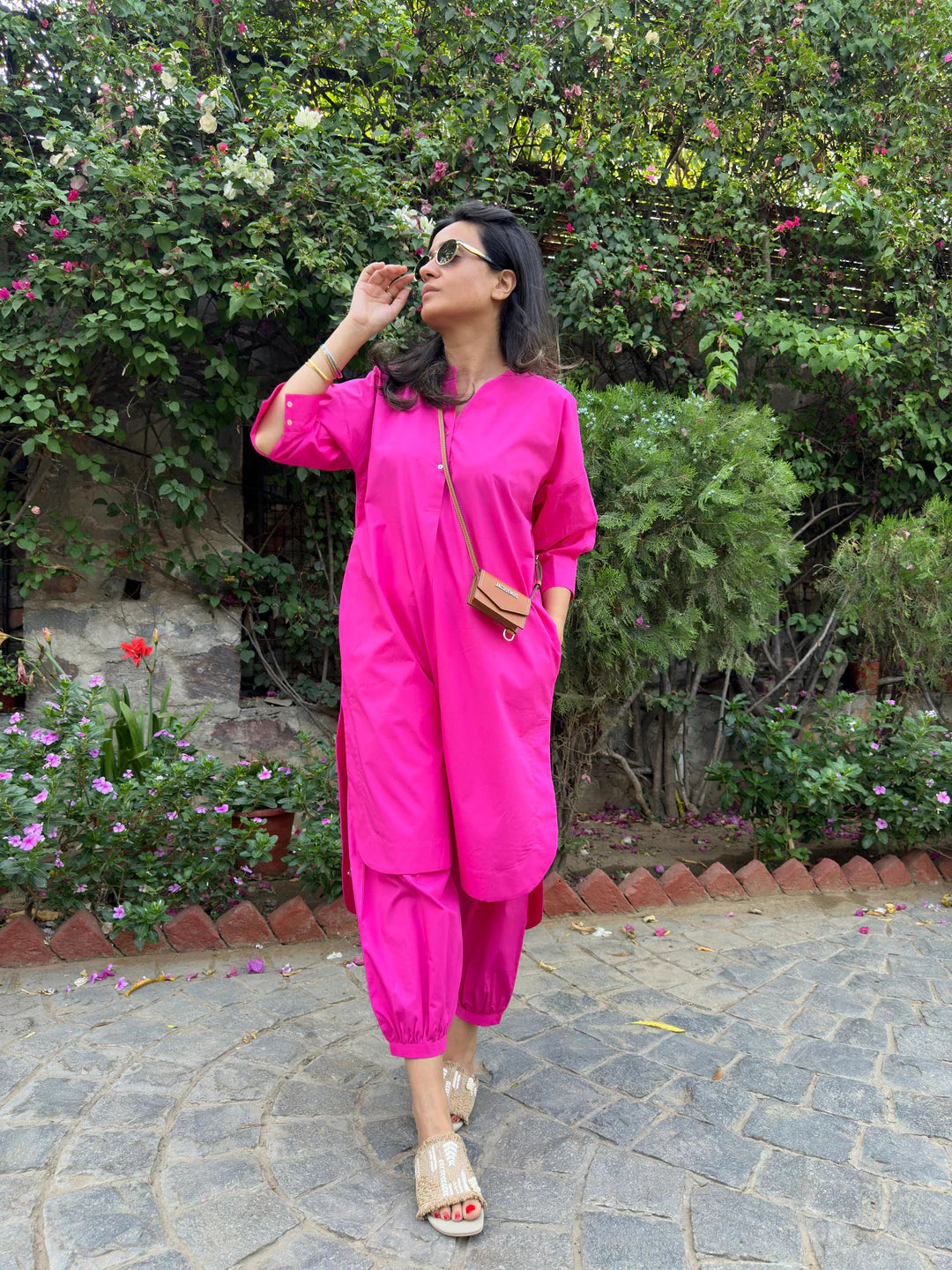 Pink Cotton Kurta Set