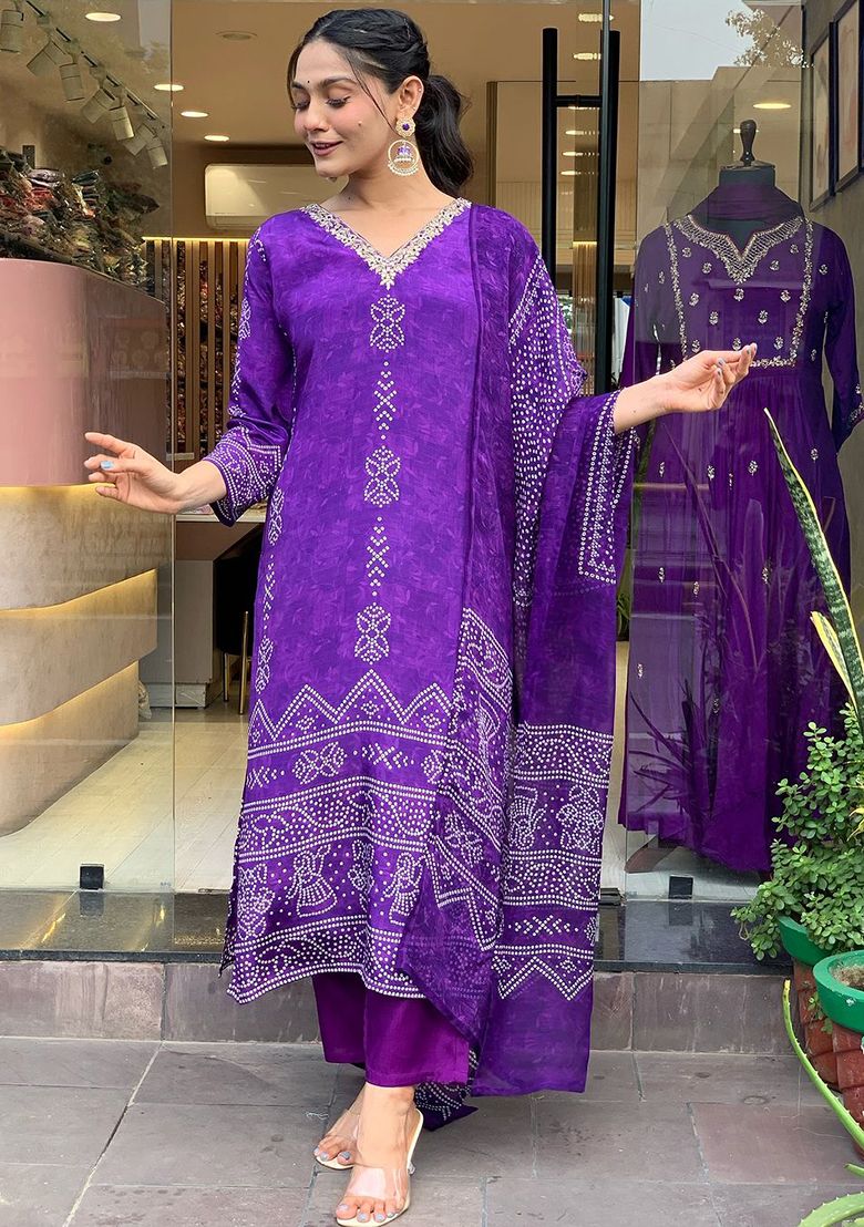 DESIGNER FRENCH CREPE SEQUENCE CODING EMBROIDERY WORK SUIT SET