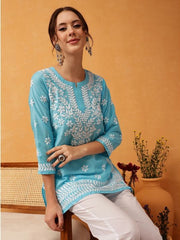 Women Embroidered Chikankari Work Short Kurti