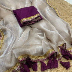 Two Ton Tissue Golden Soft Saree