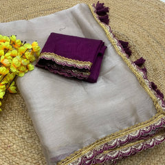 Two Ton Tissue Golden Soft Saree