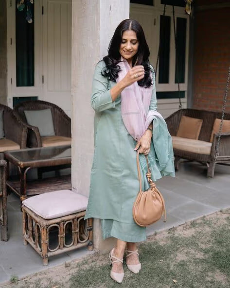 Cotton Kurti With Pant & Dupatta Set