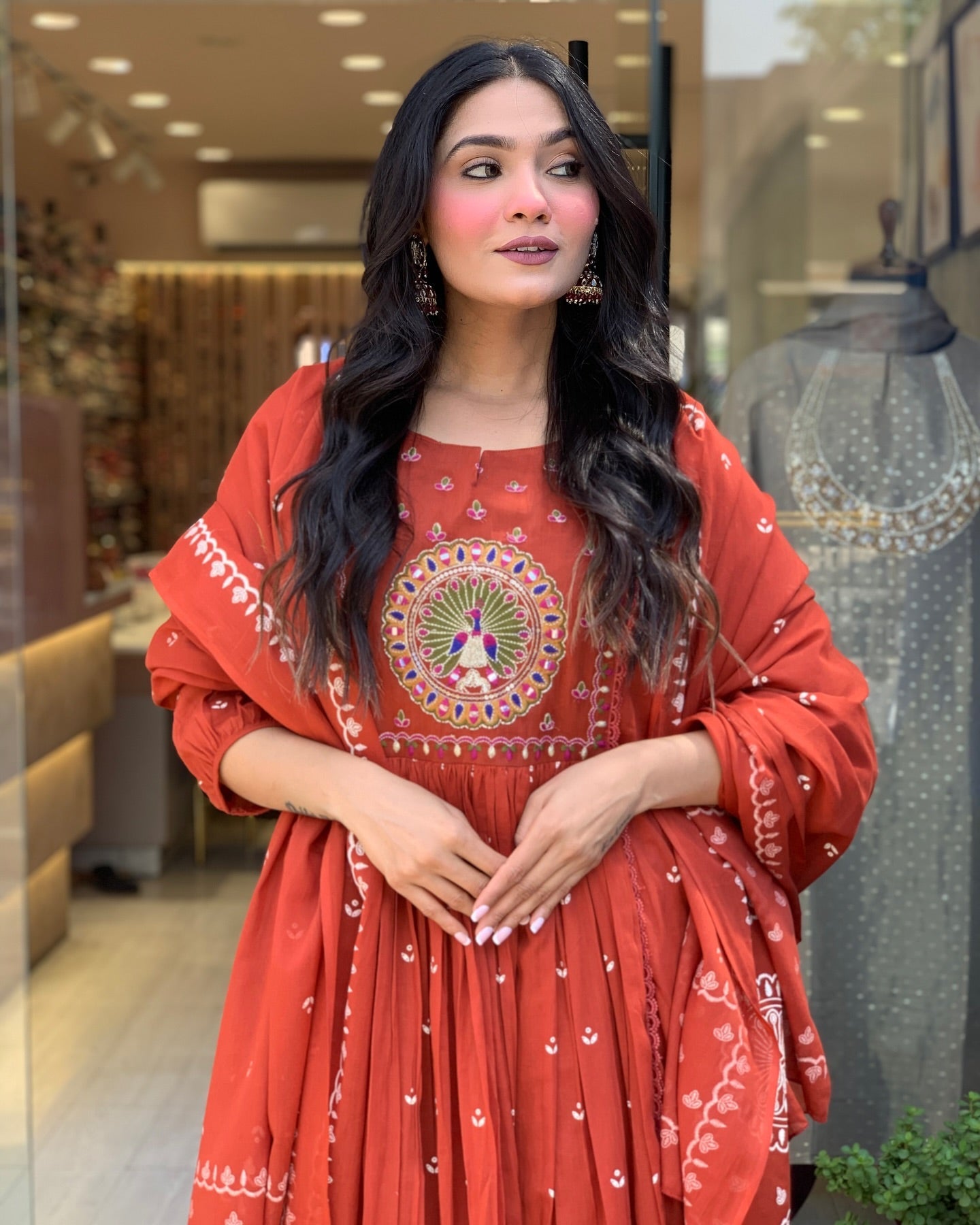 Women Embroidered Cotton Suit Set