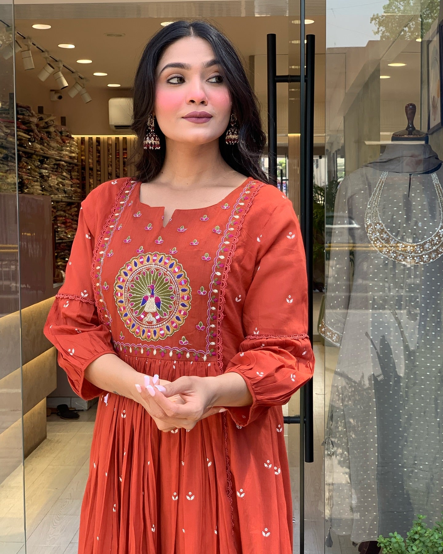 Women Embroidered Cotton Suit Set