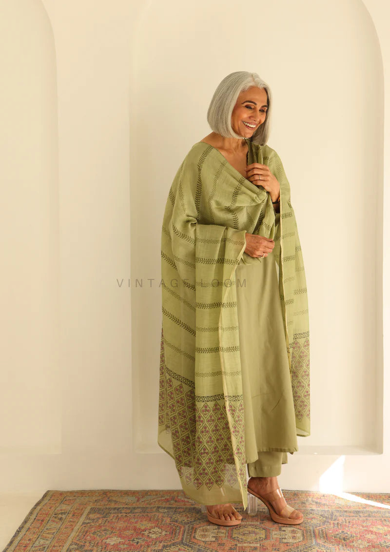 Cotton Kurti With Pant & Dupatta Set