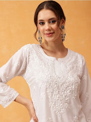 Women Embroidered Chikankari Work Short Kurti