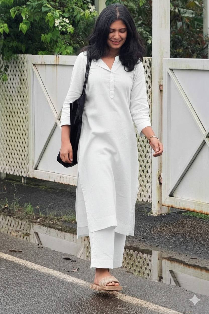 Women Plain Cotton kurta Set