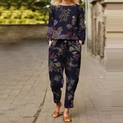 Women Printed Floral Crop Top & Trousers  Co-Order Set