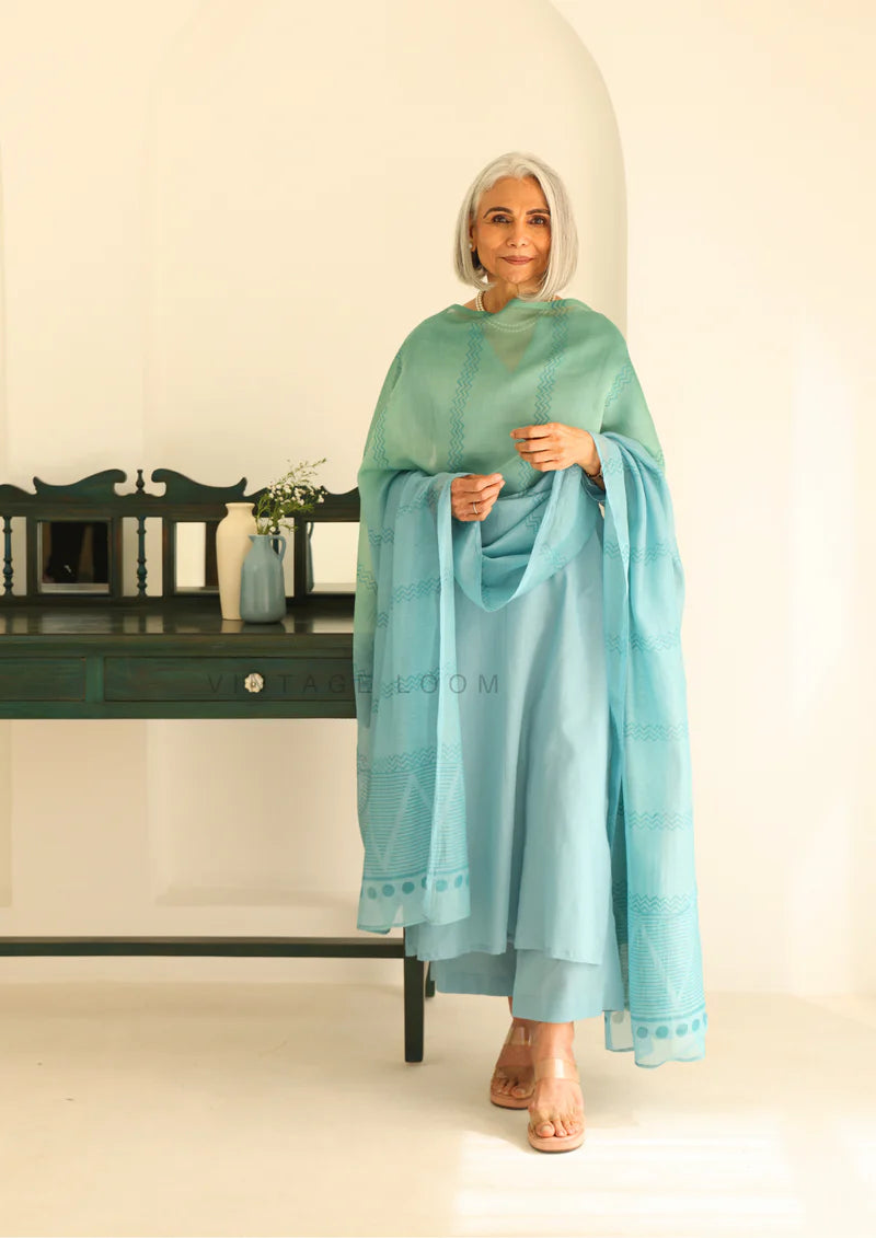 Cotton Kurti With Pant & Dupatta Set