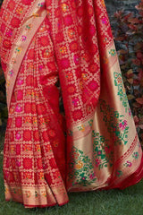 SILK SAREE WITH BEAUTIFUL ZARI WORK IN FORM OF TRADITIONAL MOTIFS