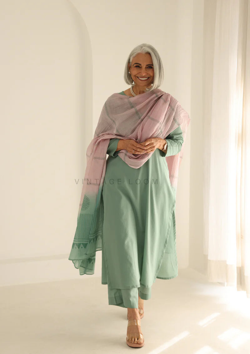 Cotton Kurti With Pant & Dupatta Set