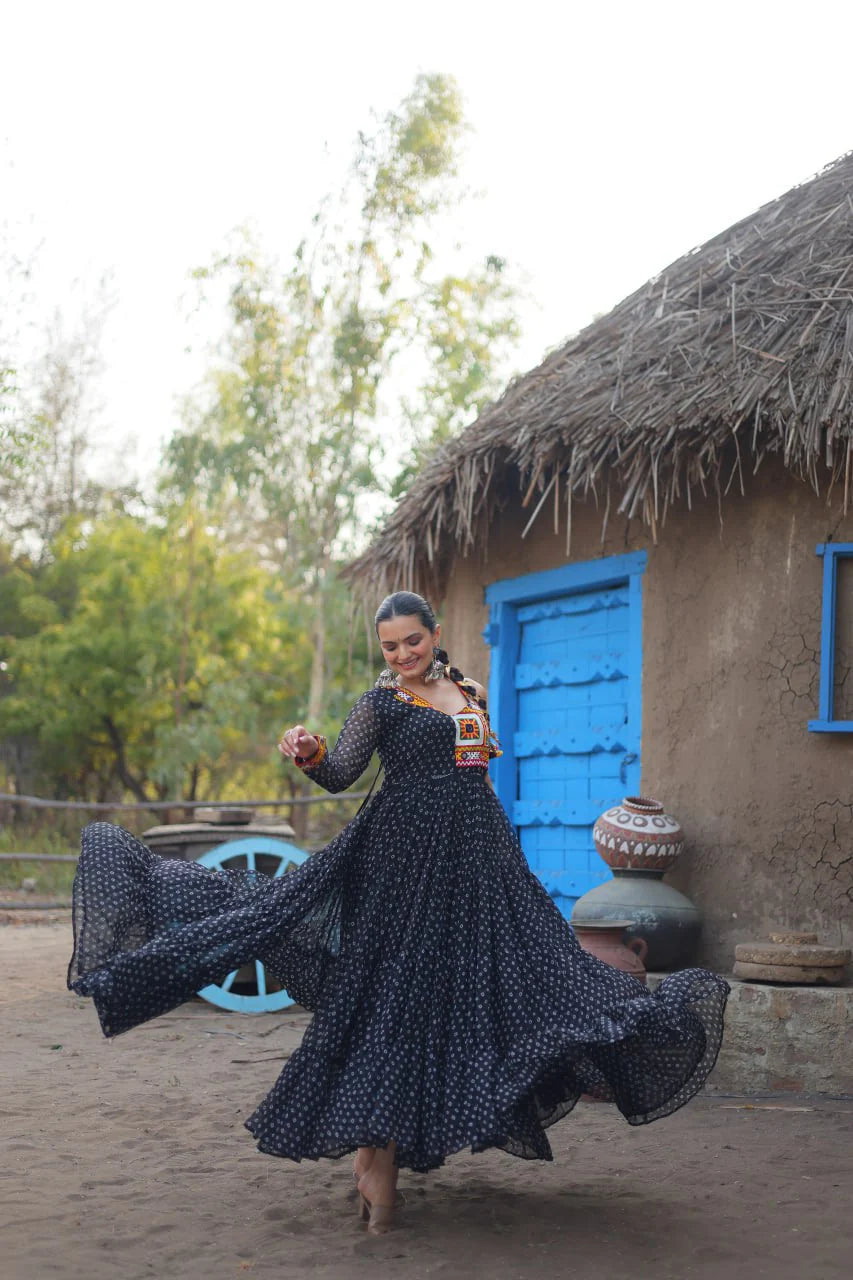 Navratri Garba special Pink color occasional Gown