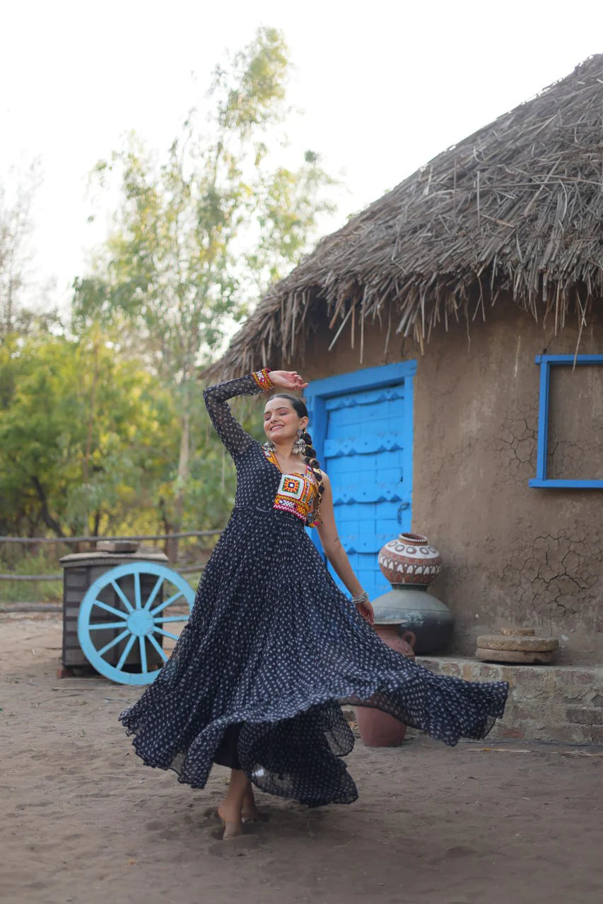 Navratri Garba special Pink color occasional Gown