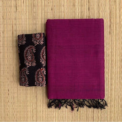 PURPLE COLOUR TRADITIONAL LOOKING CHANDERI COTTON SAREE