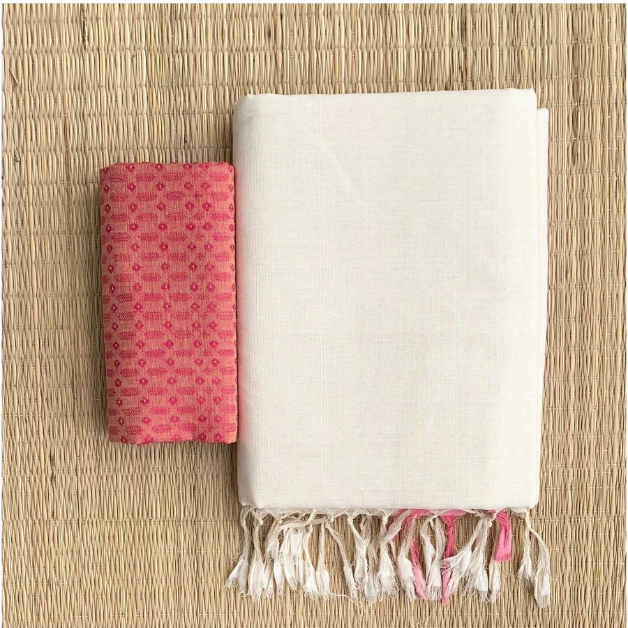 WHITE COLOUR TRADITIONAL LOOKING CHANDERI COTTON SAREE