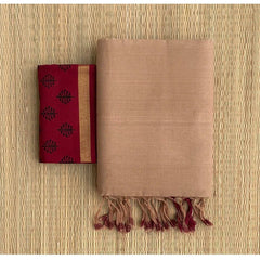 TAN COLOUR TRADITIONAL LOOKING CHANDERI COTTON SAREE