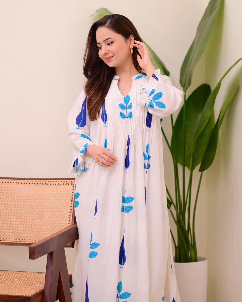Cotton Blue Printed Kurta Sets