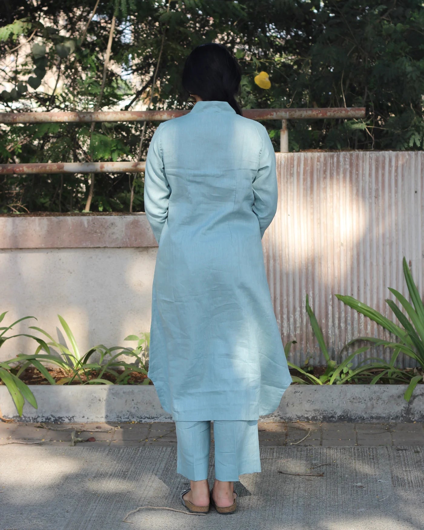Women Plain Cotton Linen Kurta Set