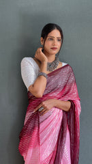 Chiffon Zari Work Patta Saree With Heavy Chikankari Embroiderd Blouse – Ready to Wear"