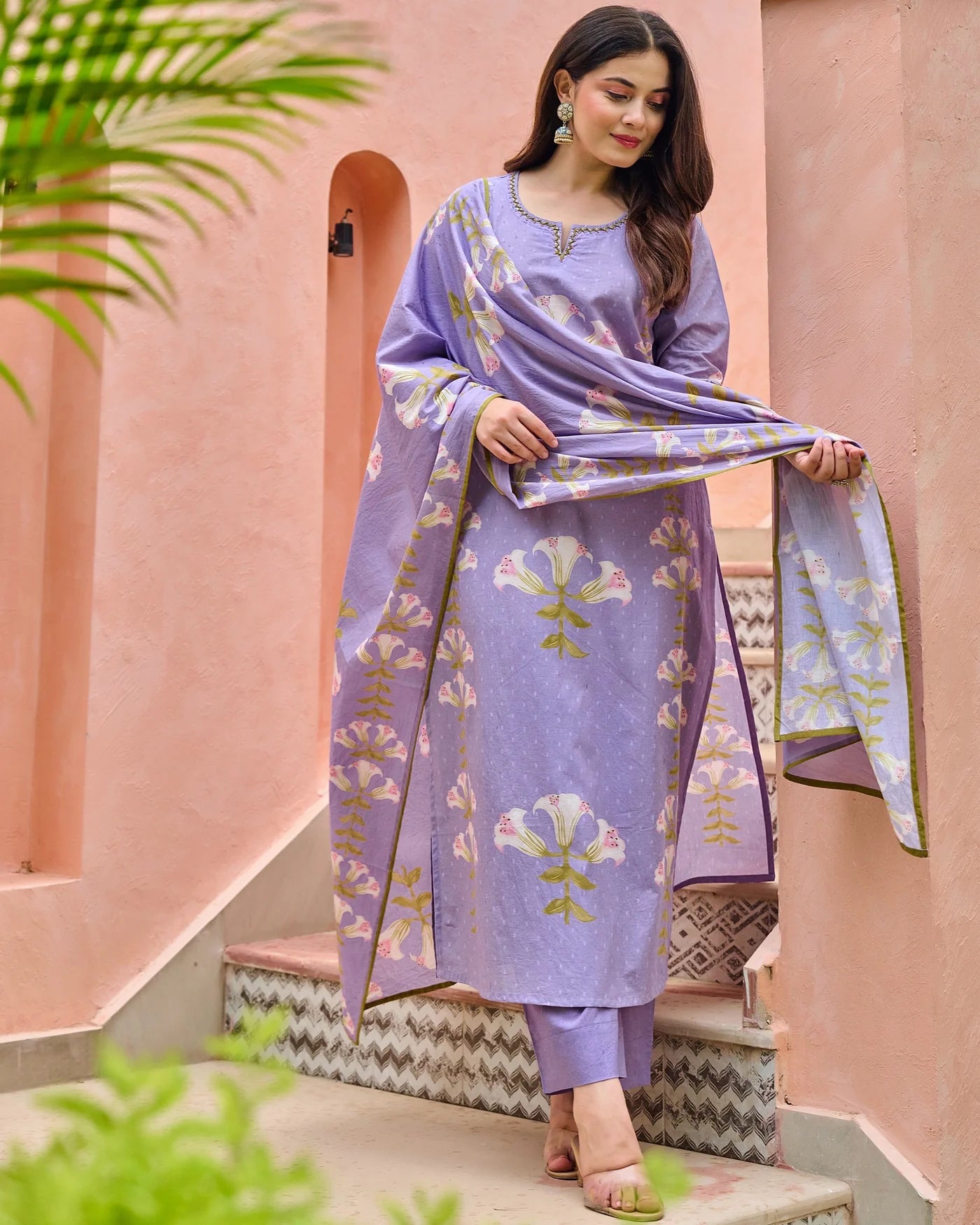 Lavender Bloom Cotton Suit Set