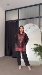 Muslin Silk Kurta And Pant Set With Printed Work