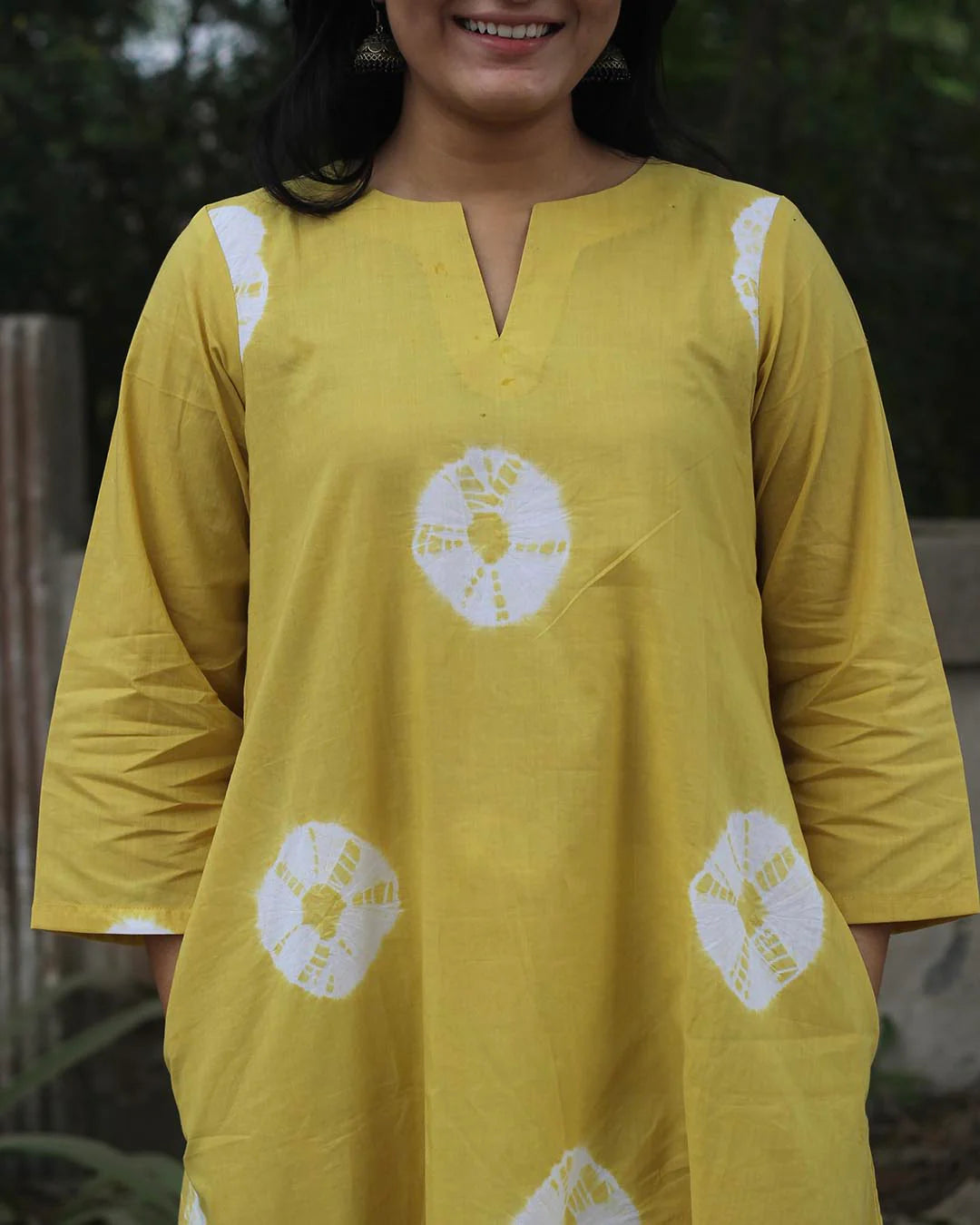 Yellow Bandhni Design Kurta Set