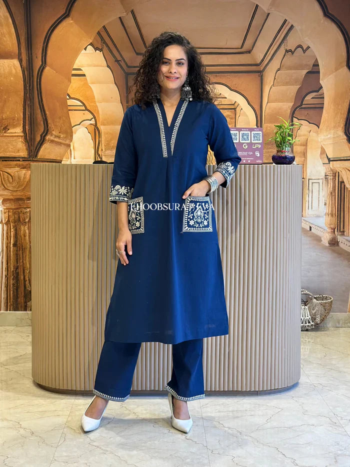 Cotton Embroidered Kurta Set