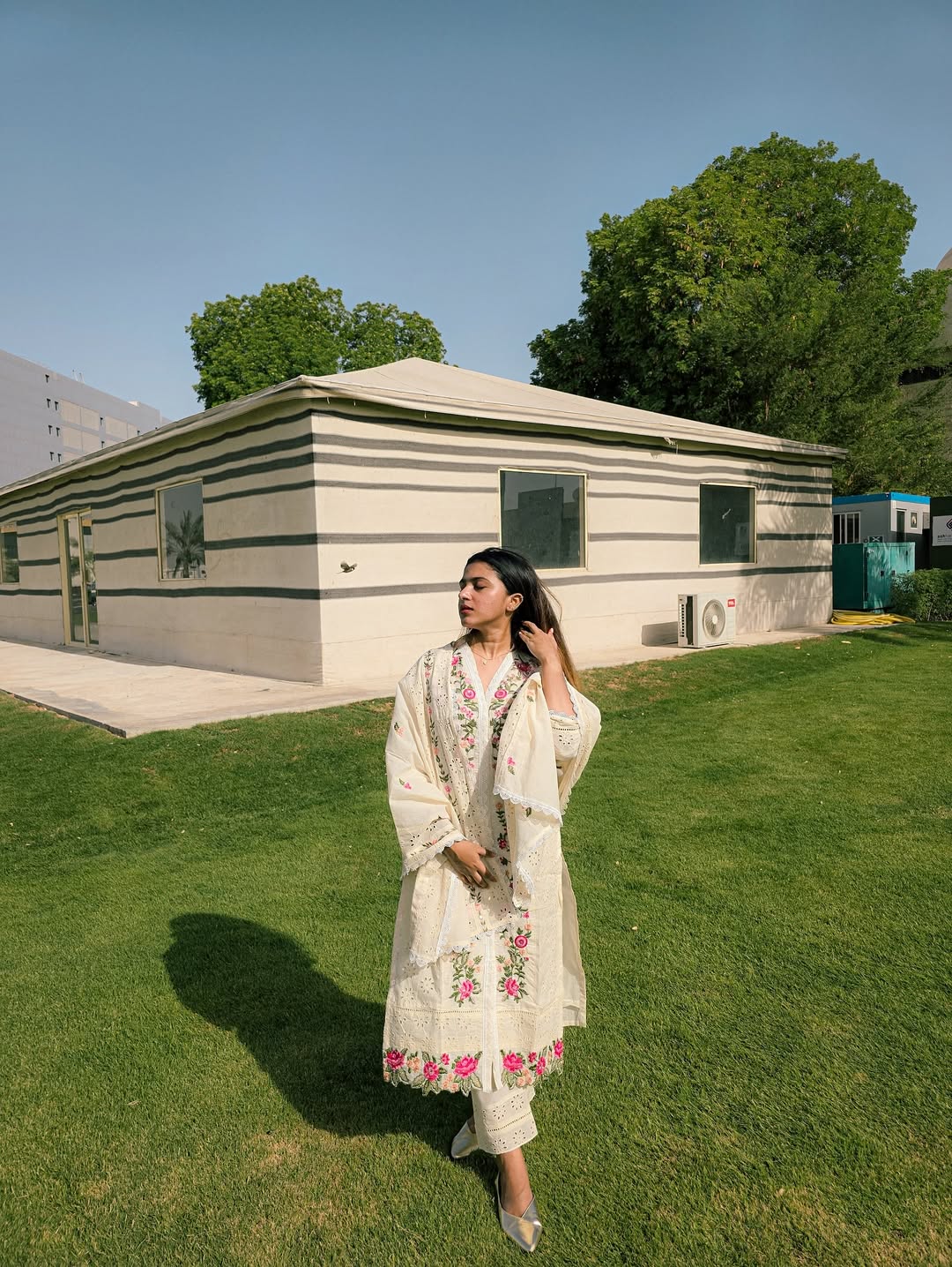 Women Pure Khadi Cotton With Embroidered Work Suit Set
