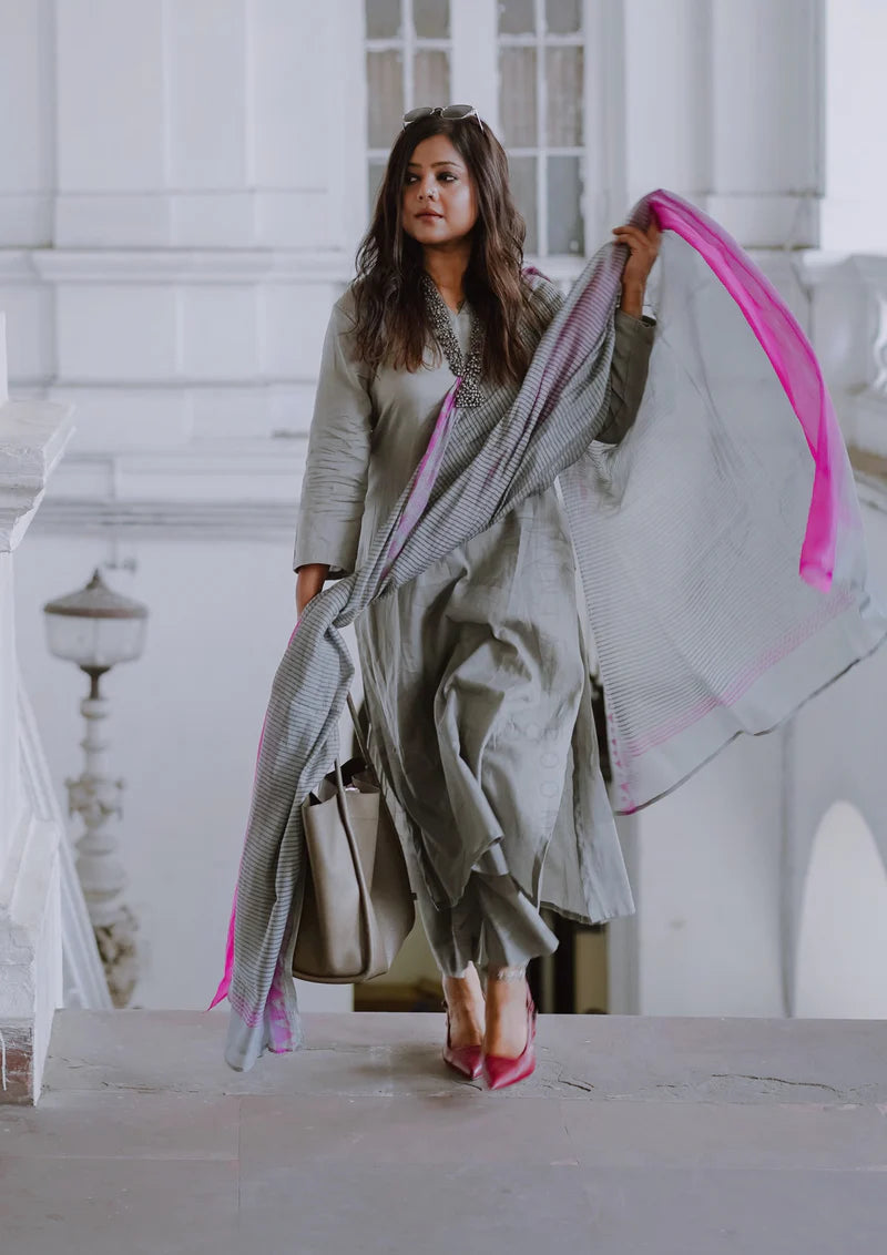 Cotton Kurti With Pant & Dupatta Set