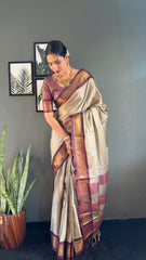 Women's Cotton Silk Woven Ready To Wear Saree