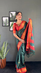 Women's Cotton Silk Woven Ready To Wear Saree