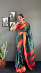 Women's Cotton Silk Woven Ready To Wear Saree