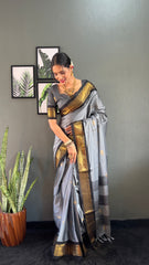 Women's Cotton Silk Woven Ready To Wear Saree