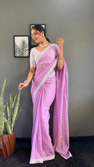 Chanderi Silk Saree With Blouse – Ready to Wear"