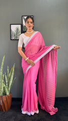 Chanderi Silk Saree With Blouse – Ready to Wear"