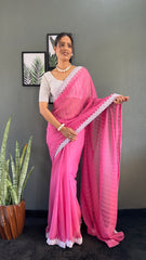 Chanderi Silk Saree With Blouse – Ready to Wear"