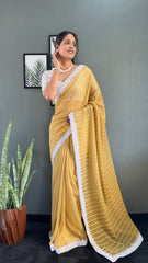 Chanderi Silk Saree With Blouse – Ready to Wear"