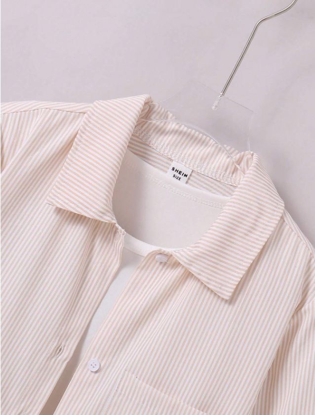 Tween Girl Korean Style Striped Casual