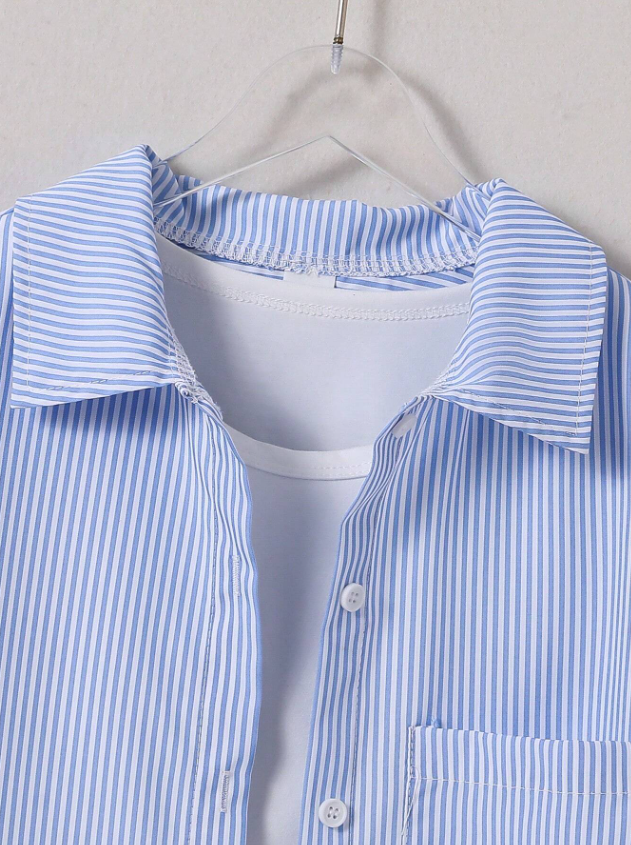Tween Girl Korean Style Striped Casual