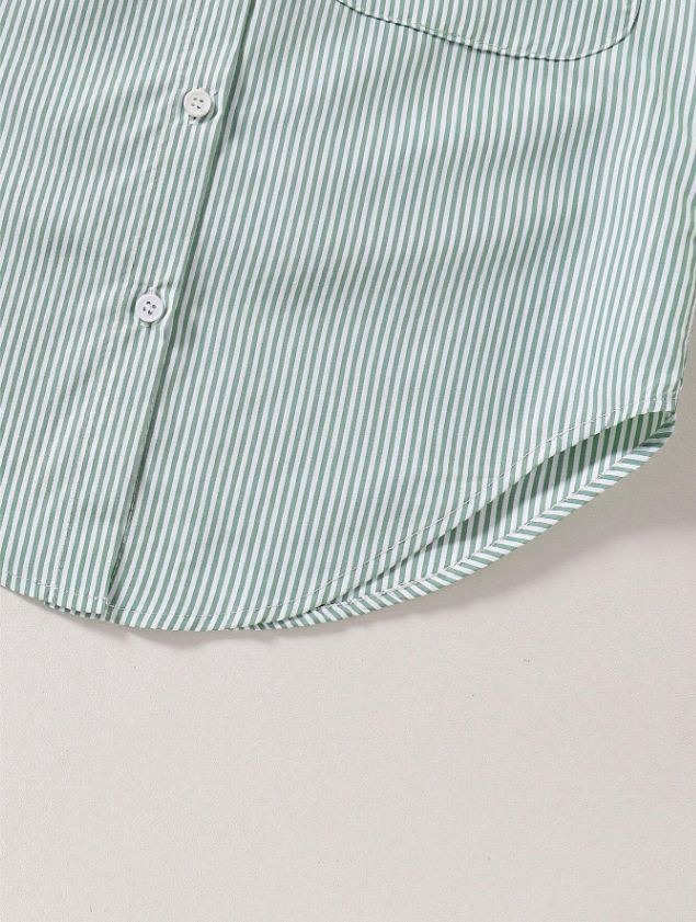 Tween Girl Korean Style Striped Casual