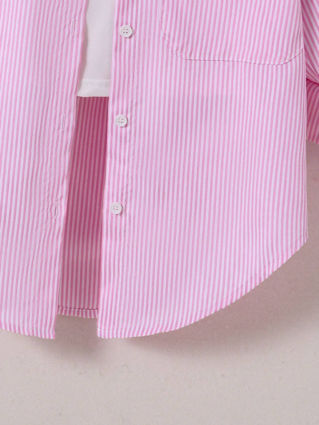 Tween Girl Korean Style Striped Casual