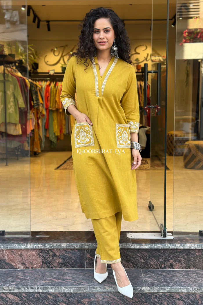 Cotton Embroidered Kurta Set