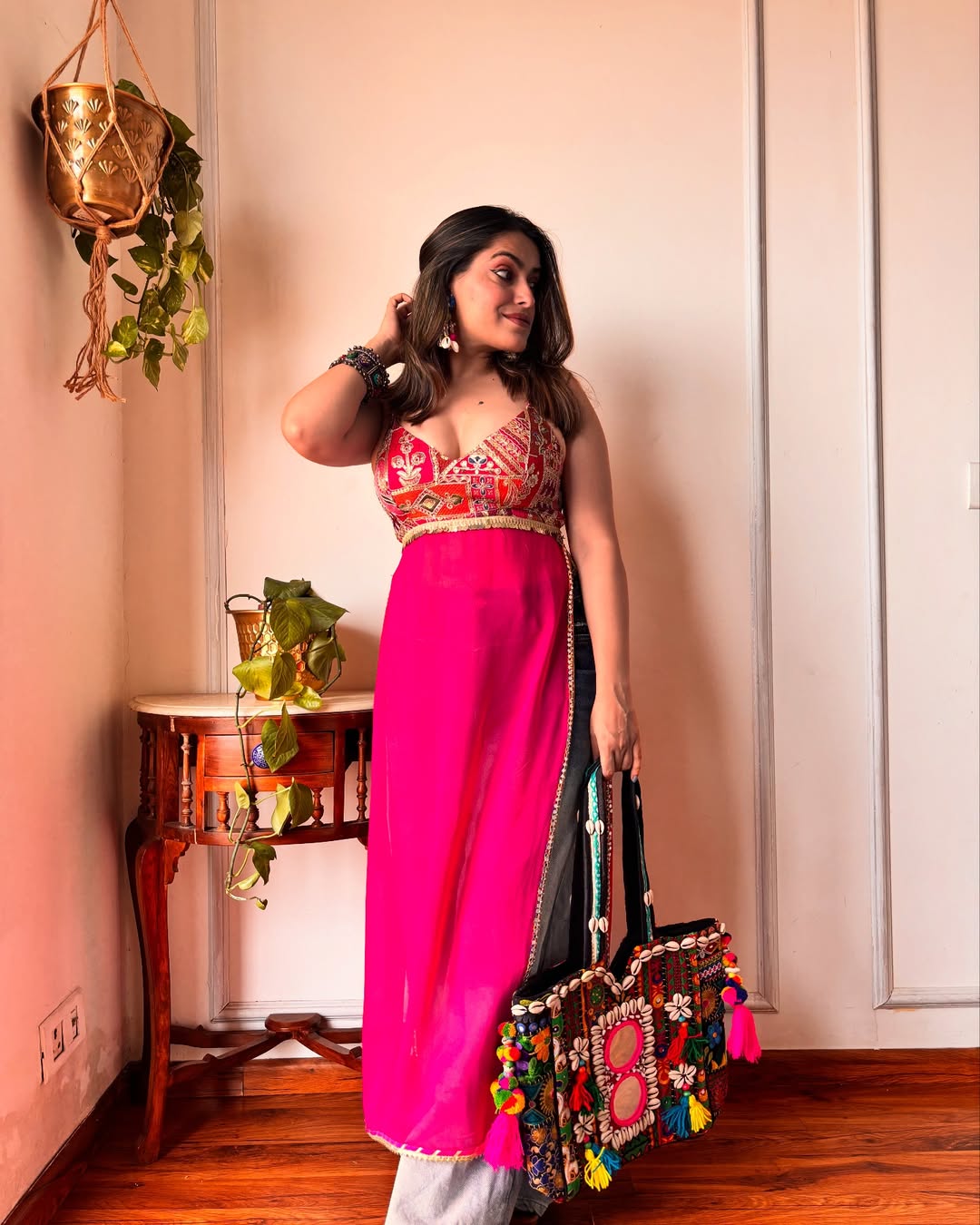 WOMEN PRINTED WITH MIRROR WORK KURTA